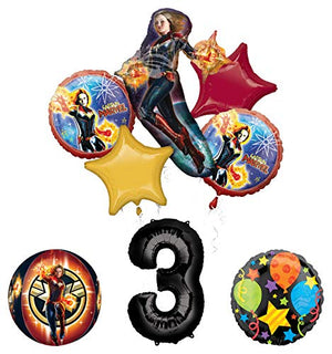 Mayflower Products Captain Marvel 3rd Birthday Party Supplies Jubilee and Orbz Balloon Bouquet Decorations