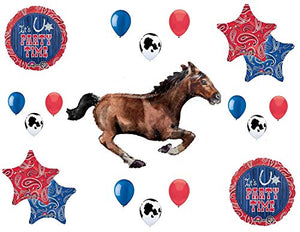Western Theme Birthday Party Supplies Bandana Hoedown Rodeo Balloon Bouquet Decorations with Galloping Horse