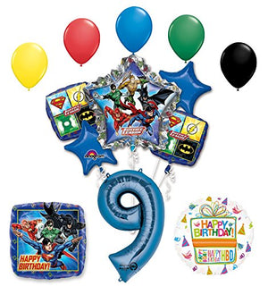 The Ultimate Justice League Superhero 9th Birthday Party Supplies and Balloon Decorations