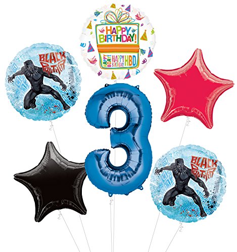 Black Panther 3rd Birthday Party Supplies Balloon Bouquet Decorations