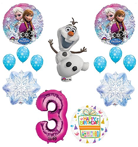 Frozen 3rd Birthday Party Supplies Olaf, Elsa and Anna Balloon Bouquet Decorations Pink #3
