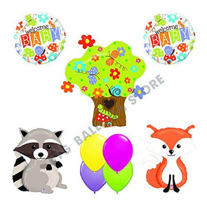 WELCOME BABY 9pc Woodland Creatures Baby Shower Balloons Decoration