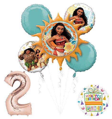 Moana 2nd Birthday party Supplies and Princess Balloon Bouquet Decorations