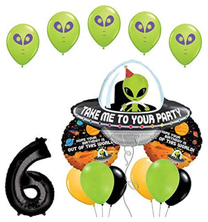 Space Alien 6th Birthday Party Supplies Balloon Bouquet Decorations