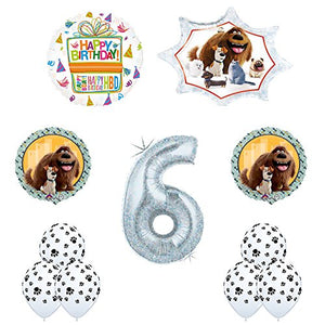 The Secret Life of Pets 6th Holographic Birthday Party Balloon Supply Decorations With Paw Print Latex