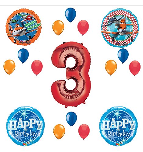 Disney Planes Party Supplies 3rd Birthday Balloon Bouquet Decorations (Red 3)