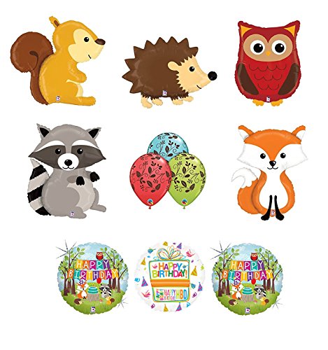 Fox Birthday Decorations Balloon Cupcake Toppers Woodland Animals