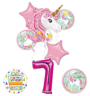 Unicorn Party Supplies "Believe In Unicorns" 7th Birthday Balloon Bouquet Decorations