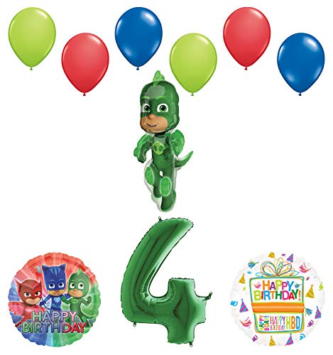 Mayflower Products PJ Masks Gekko 4th Birthday Party Supplies Balloon Bouquet Decorations