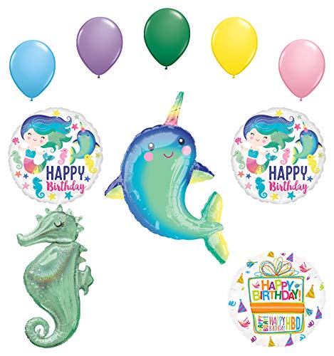Mayflower Products Narwhal Party Supplies and Seahorse Birthday Balloon Bouquet Decorations