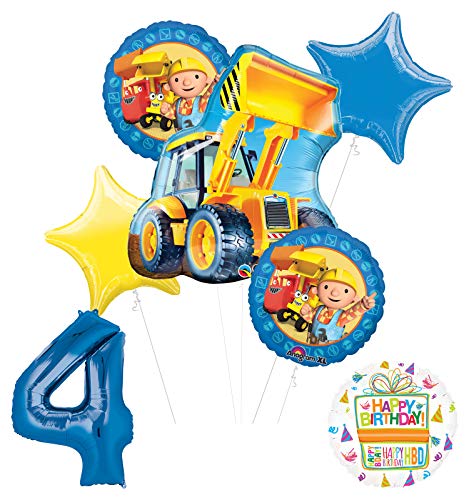 Mayflower Products Bob The Builder Construction Party Supplies 4th Birthday Balloon Bouquet Decorations