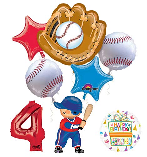 Baseball Player 4th Birthday Party Supplies Balloon Bouquet Decorations