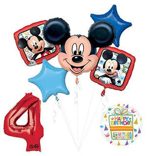 NEW Mickey Mouse 4th Birthday Party Supplies Balloon Bouquet Decorations
