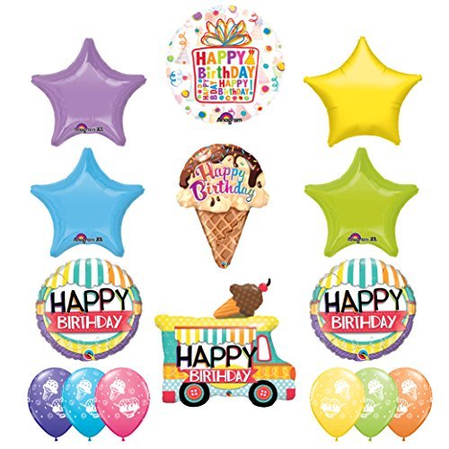 ULTIMATE Sugar Cone Birthday Party Supplies Decoration Balloon Kit with Ice Cream Treat