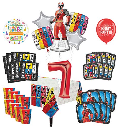Mayflower Products Power Rangers 7th Birthday Party Supplies 8 Guest Decoration Kit and Balloon Bouquet