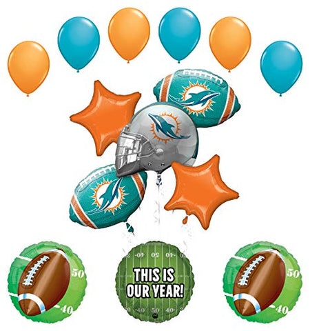 NFL Balloon Bouquet Miami Dolphins(12 Balloons) - Balloon Delivery by
