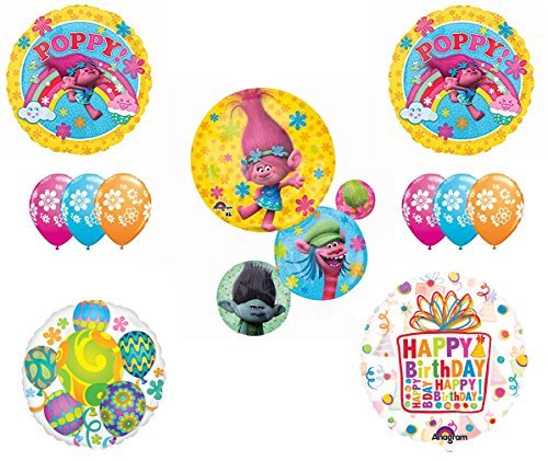 TROLLS Movie 11 pc Funkadelic Happy Birthday Party Balloons Decoration Supplies Poppy extention kit