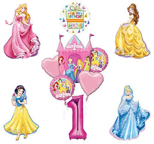 Mayflower Products Ultimate Princess 1st Birthday Party Supplies Cinderella, Belle, Sleeping Beauty and Snow White Balloon Bouquet Decorations