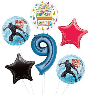 Black Panther 9th Birthday Party Supplies Balloon Bouquet Decorations