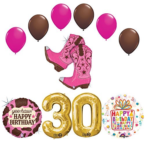 Wild West Cowgirl Boots Western 30th Birthday Party Supplies and Balloons Decorations