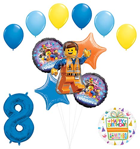 LEGO Movie Party Supplies 8th Birthday Balloon Bouquet Decorations