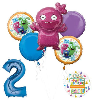 Mayflower Products Ugly Dolls 2nd Birthday Party Supplies 34" Blue Number 2 Balloon Bouquet Decorations