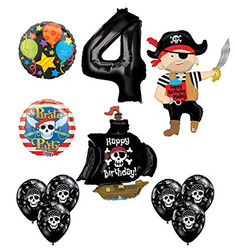 Mayflower Products Pirate 4th Birthday Party Supplies Balloon Bouquet Decorations