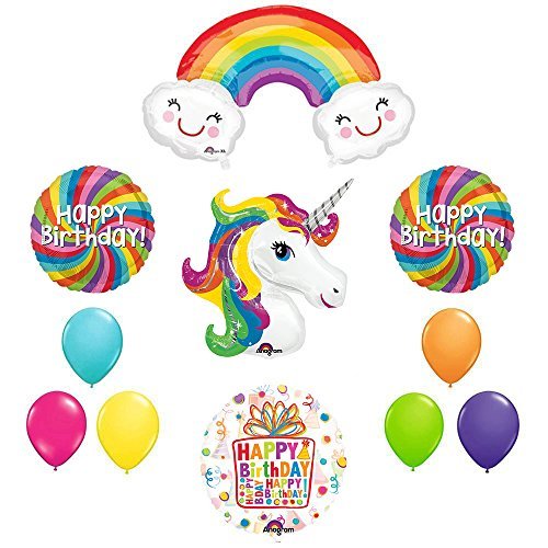The Ultimate Rainbow Swirls Rainbow Unicorn Birthday Party Supplies and Balloon decorations