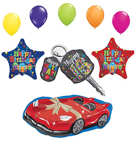 Sweet 16 Birthday Party Supplies Balloon Bouquet Car Keys and Sports Car Decorations