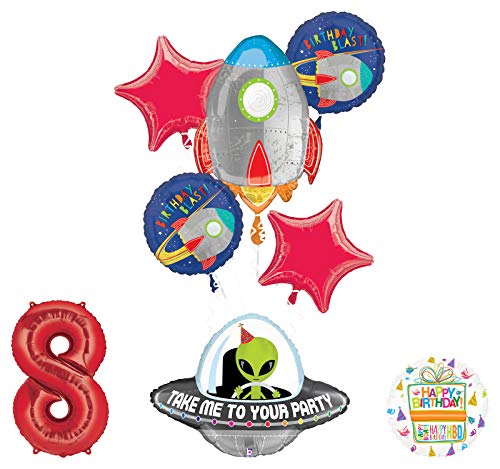 Mayflower Products Blast Off Space Alien 8th Birthday Party Supplies Balloon Bouquet Decoration