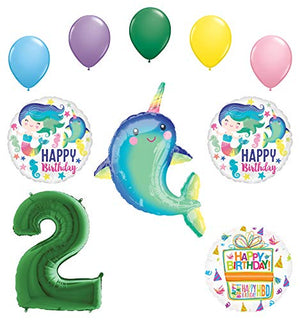 Mayflower Products Mermaid and Narwhal Party Supplies 2nd Birthday Balloon Bouquet Decorations