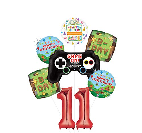 Video Game 11th Birthday Party Supplies Miner Pixelated TNT Minecraft-Inspired Balloon Bouquet Decorations