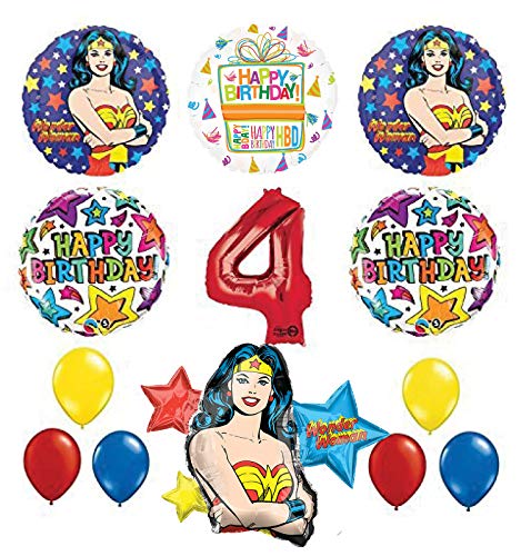 Mayflower Products Wonder Woman 4th Birthday Party Supplies and Balloon Decorations