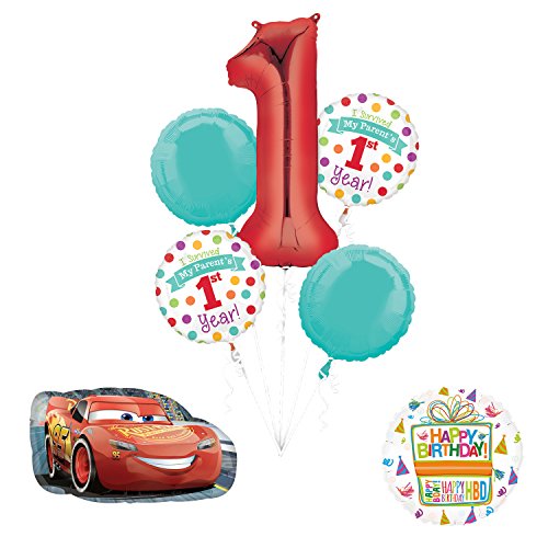 Disney Cars "I Survived My Parents First Year" 1st Birthday Party Supplies and Balloon Decorations
