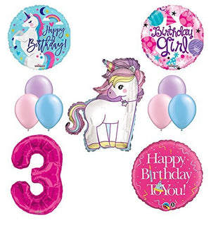 Unicorn 3rd Birthday Girl Party Supplies and Balloon Decorations