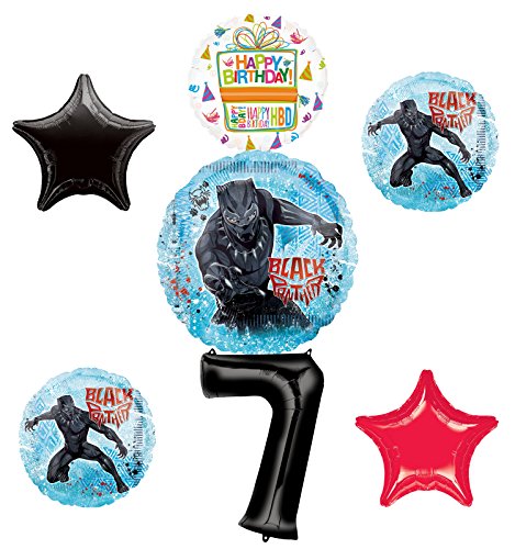 Black Panther Party Supplies 7th Birthday Balloon Bouquet Decorations