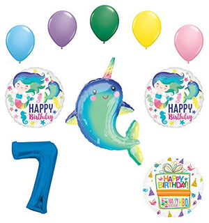 Mayflower Products Narwhal Party Supplies 7th Birthday Mermaid Balloon Bouquet Decorations