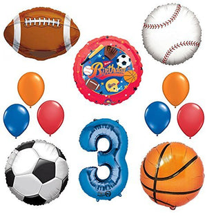 The Ultimate Sports Theme 3rd Birthday Party Supplies and Balloon Decorating Kit