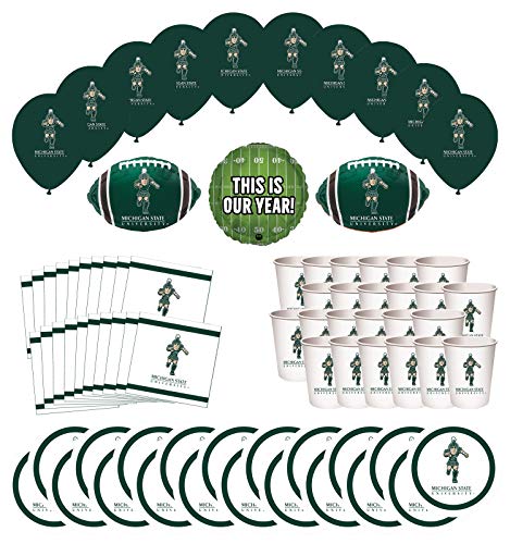 Mayflower Products Michigan State Spartans Football Tailgating Party Supplies for 20 Guest and Balloon Bouquet Decorations