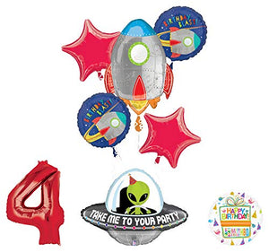 Mayflower Products Blast Off Space Alien 4th Birthday Party Supplies Balloon Bouquet Decoration