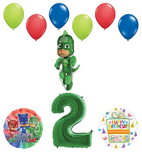 Mayflower Products PJ Masks Gekko 2nd Birthday Party Supplies Balloon Bouquet Decorations