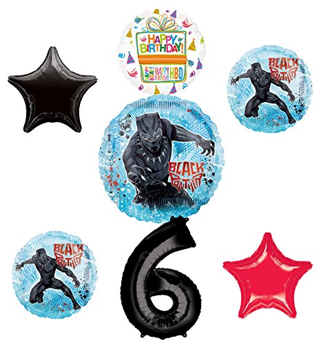 Black Panther Party Supplies 6th Birthday Balloon Bouquet Decorations