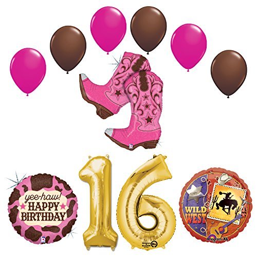 Wild Wild West Sweet 16th Cowgirl Boots Birthday Party Supplies and Balloons Decorations