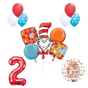 13 pc Dr Seuss Cat in the Hat 2nd Birthday Party Balloon Supplies and Decorations