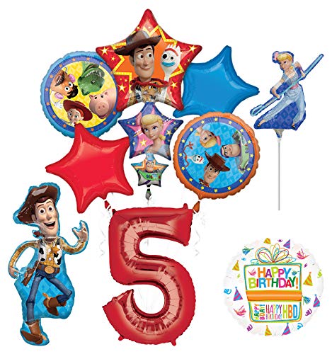 Mayflower Products Toy Story Party Supplies Woody and Friends 5th Birthday Balloon Bouquet Decorations