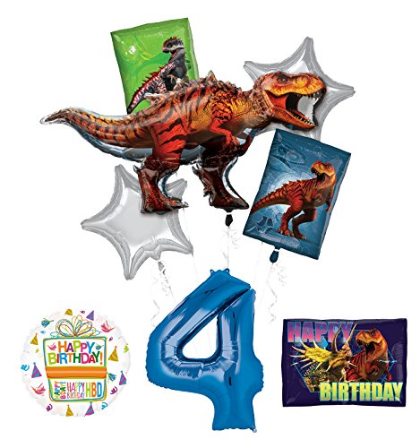 Mayflower Products Jurassic World Dinosaur 4th Birthday Party Supplies and Balloon Decorations