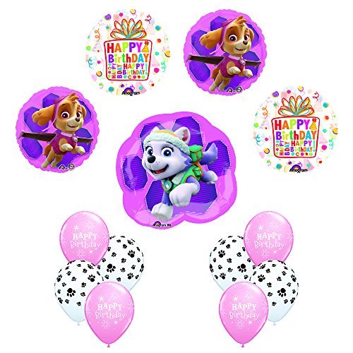 PAW PATROL SKYE & EVEREST Birthday Balloons Decoration Party Supplies 13 pc