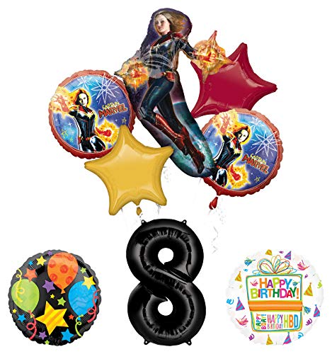 Mayflower Products Captain Marvel 8th Birthday Party Supplies Jubilee Balloon Bouquet Decorations