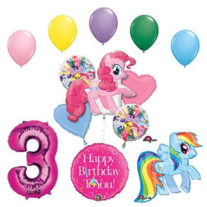 My Little Pony Pinkie Pie and Rainbow Dash 3rd Birthday Party Supplies and Balloon Decorations