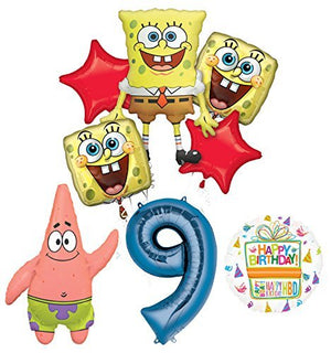 Spongebob Squarepants 9th Birthday Party Supplies and Balloon Bouquet Decorations